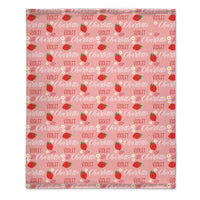 🍓Customized Strawberry Blanket - Personalized Name Toddler Blanket - Gift for Baby Girl, Kids