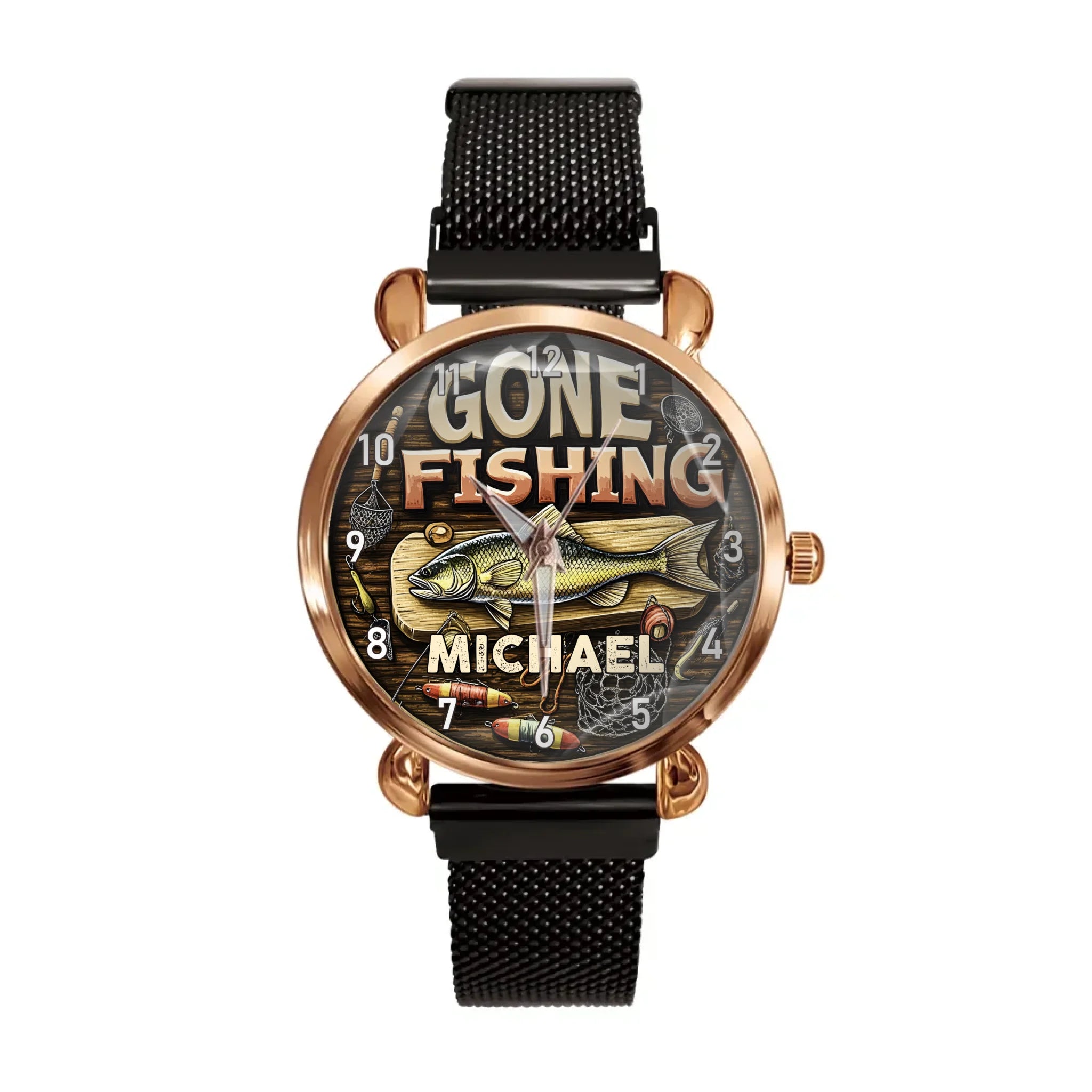 Customised Fishing Themed Watches - Fishing Watch with Personalised Name - A Gift for Fishing enthusiast,Dad,Grandpa,friend