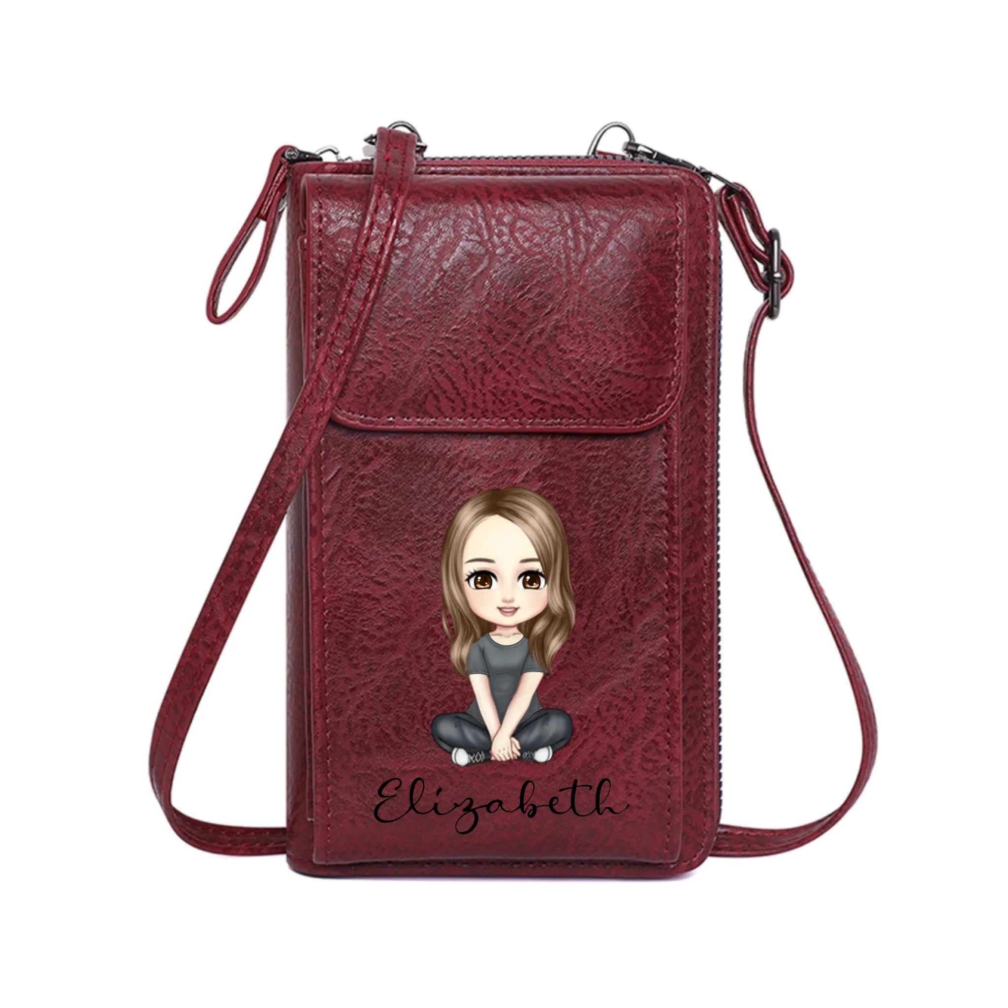 Customized Girl Character Crossbody Bag - Personalized Cartoon Girl - Excellent Gift Choice