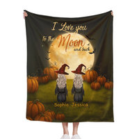 🧙‍♀️I Love You To The Moon And Back - Personalized Halloween Witches Blanket - Halloween Gifts, Gifts For Besties