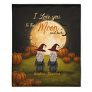 🧙‍♀️I Love You To The Moon And Back - Personalized Halloween Witches Blanket - Halloween Gifts, Gifts For Besties
