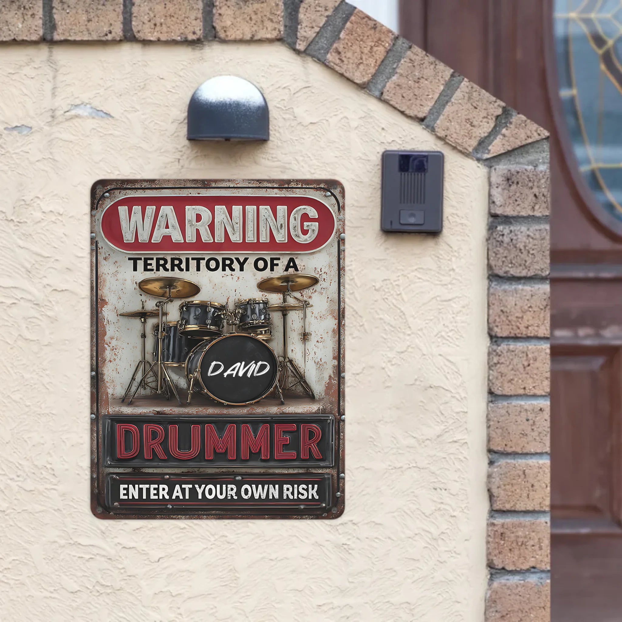 ⚠️WARNING! Territory Of A Drummer - Personalized Metal Sign - Gifts For Drummers