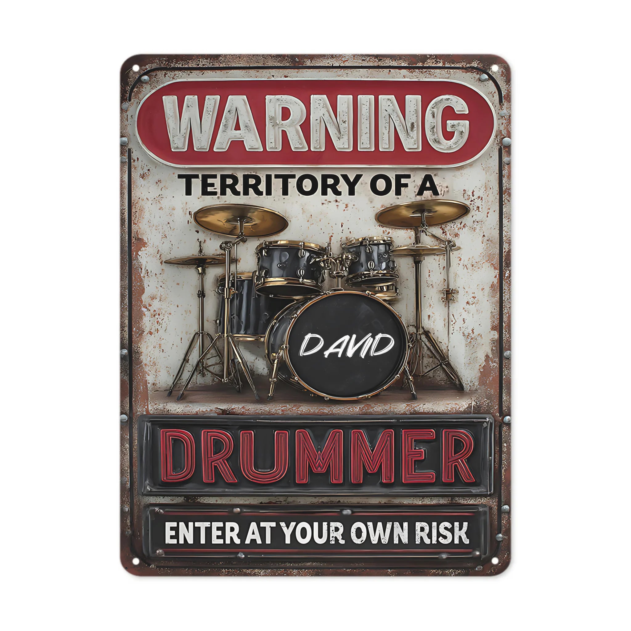 ⚠️WARNING! Territory Of A Drummer - Personalized Metal Sign - Gifts For Drummers