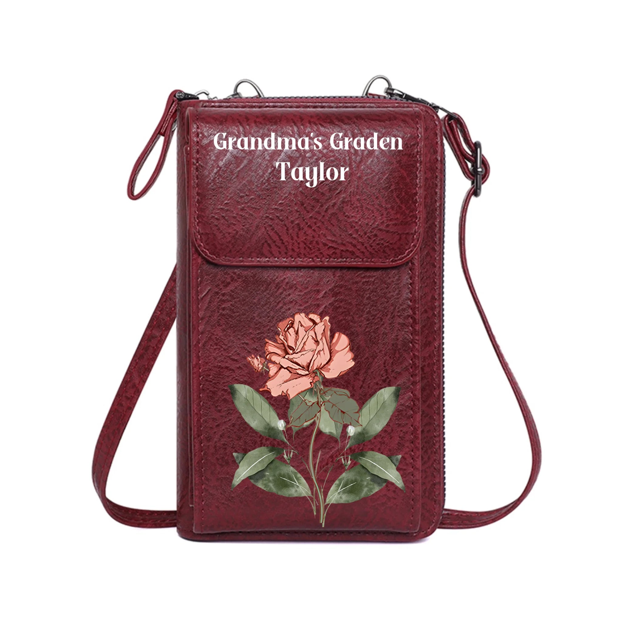 Customized Birthday Flower Wallet - Personalized Women's Clutch Bag - A gift for mom/grandma