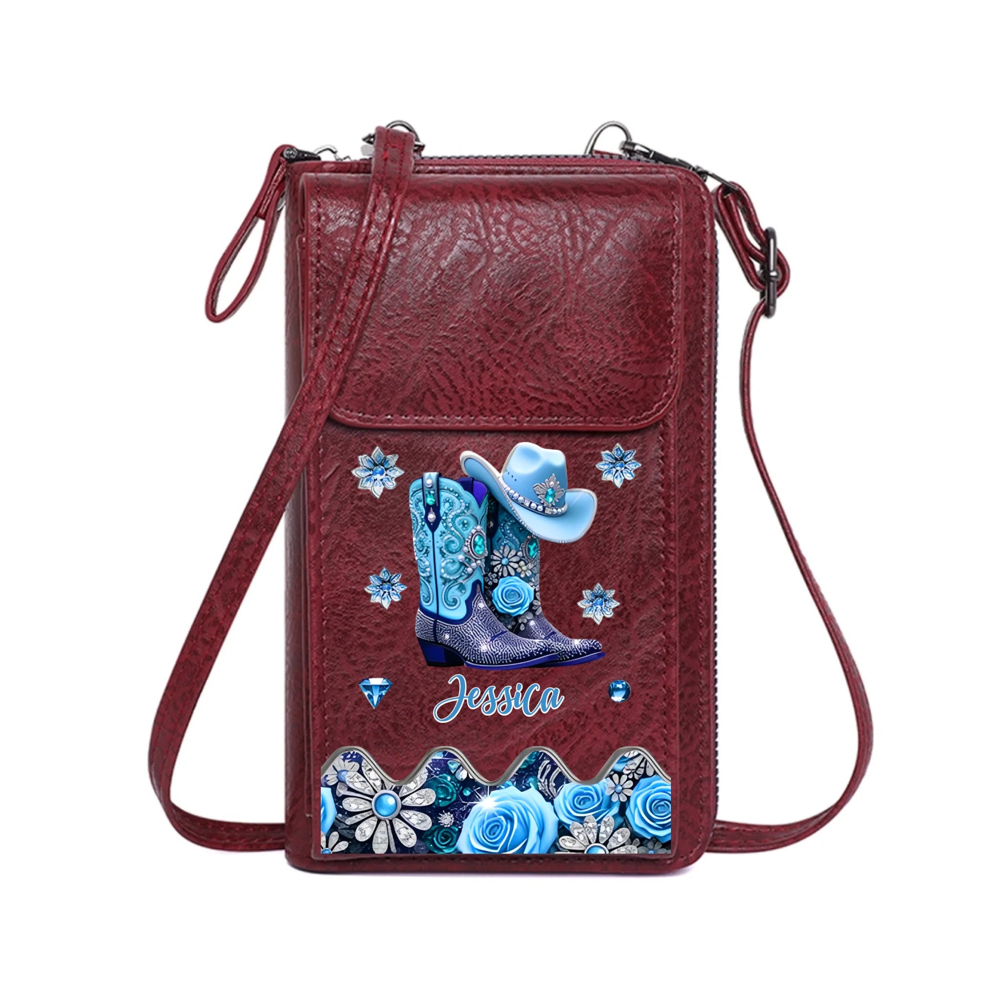 Customized Cowgirl Boots Wallet - Personalized Cowgirl Clutch Bag - Gifts For Cool Girls