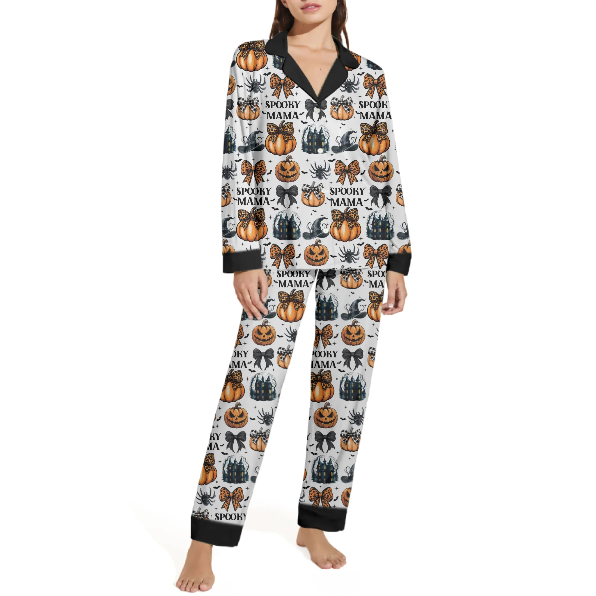 Customized Halloween Classic Pajama Set - Personalized Title Spooky Mama/Grandma - Gift For Mama/Grandma
