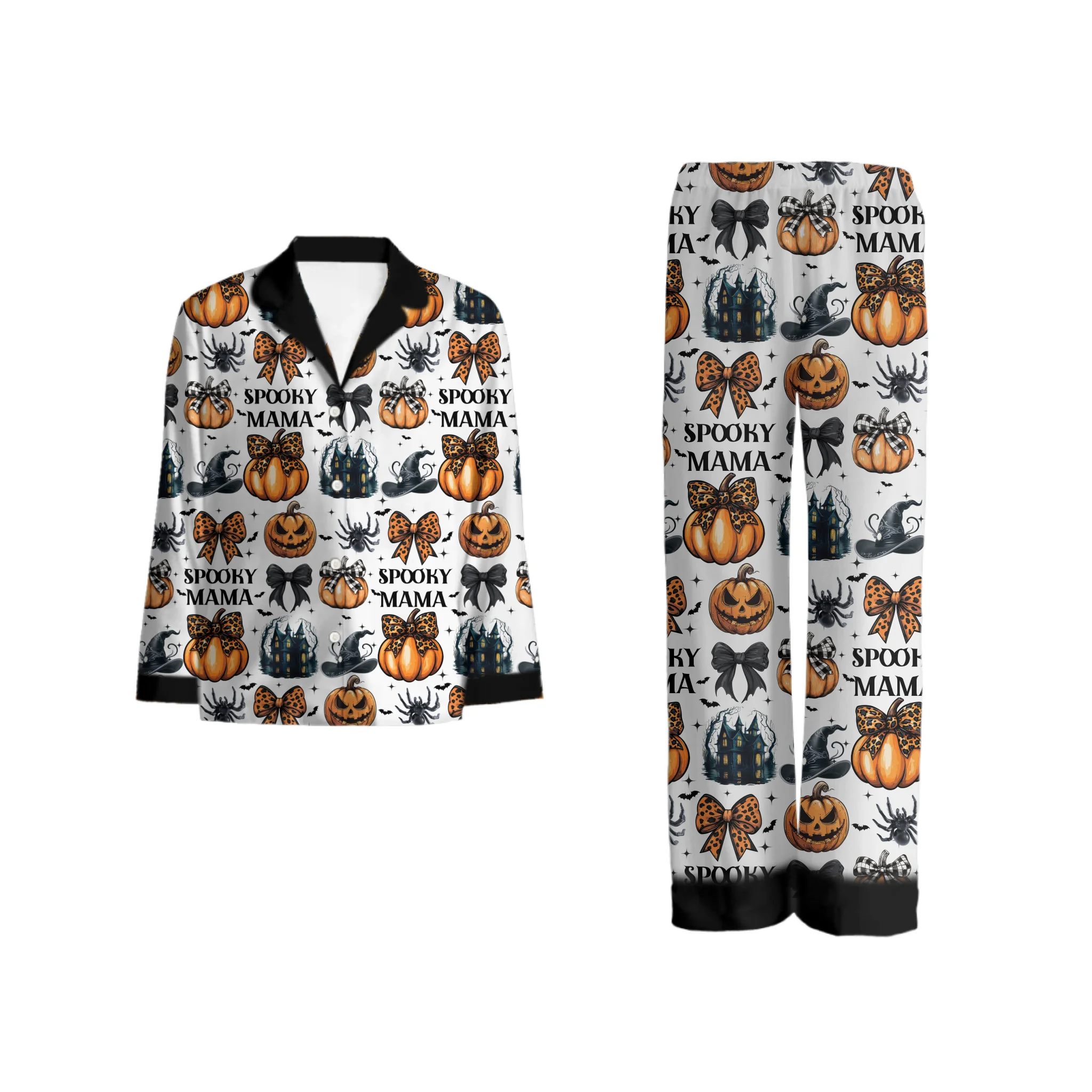 Customized Halloween Classic Pajama Set - Personalized Title Spooky Mama/Grandma - Gift For Mama/Grandma