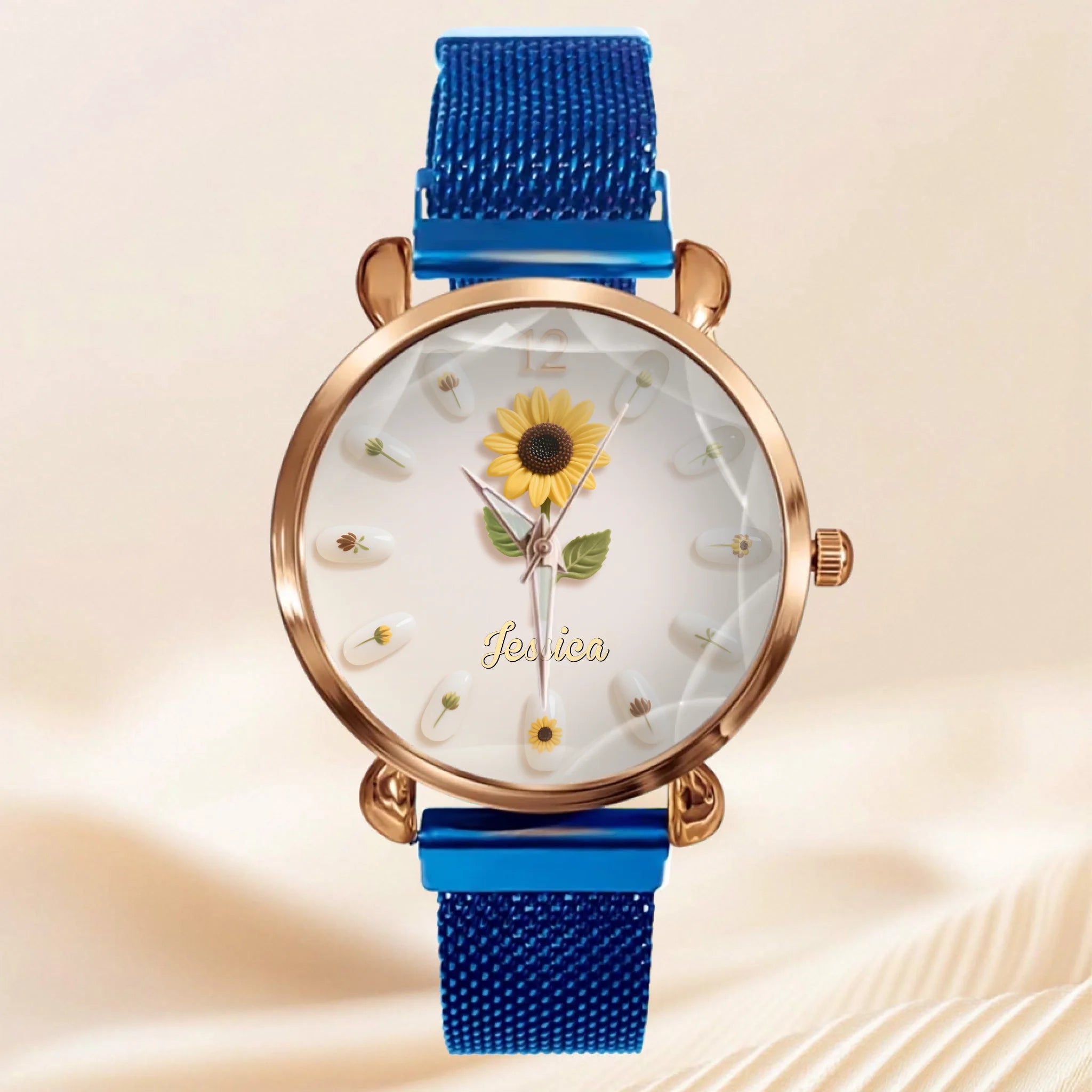 🌻Bloom Sunflower Nail Style Customized Watch - Personalized Name - Exquisite Gifts