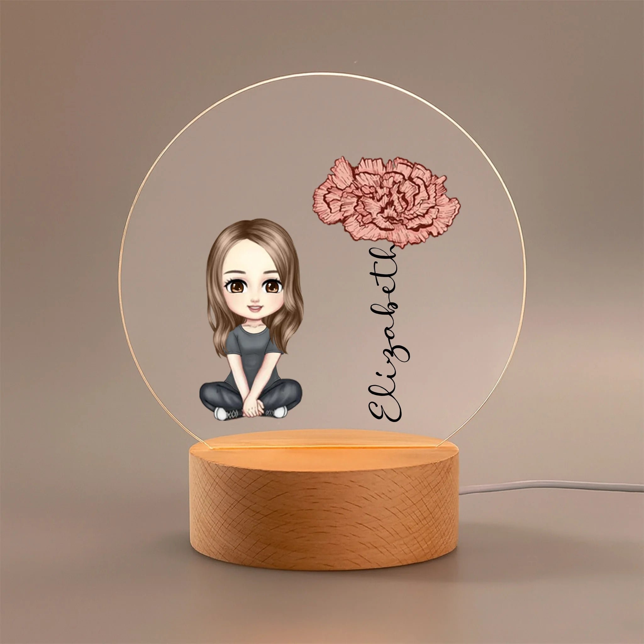 Personalized Birthday Flower Night Light with Name – Gift for Baby Girl, Girl, Birthday