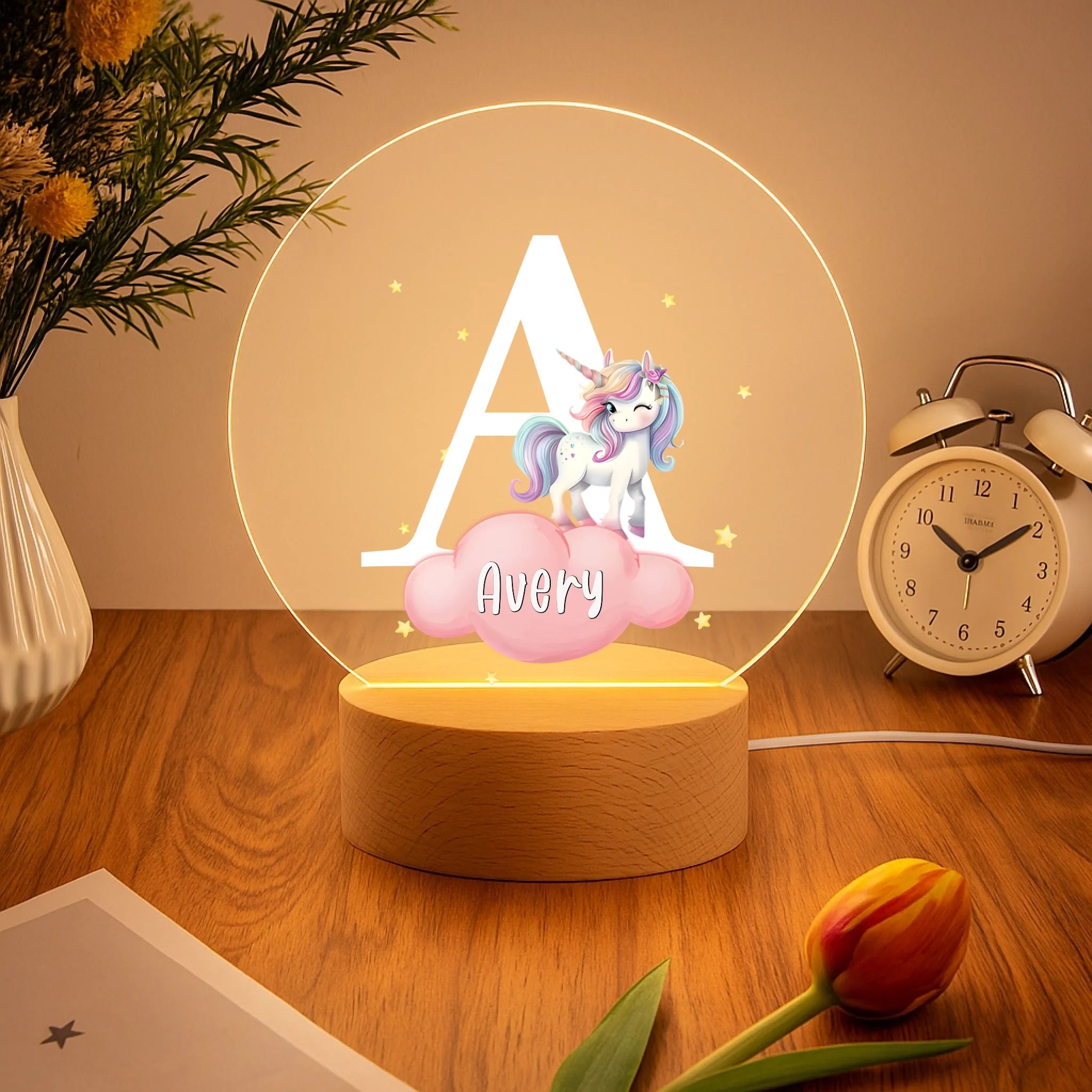Personalized Forest Animals Night Light with Name – Gift for Kids, Baby Shower, Birthday