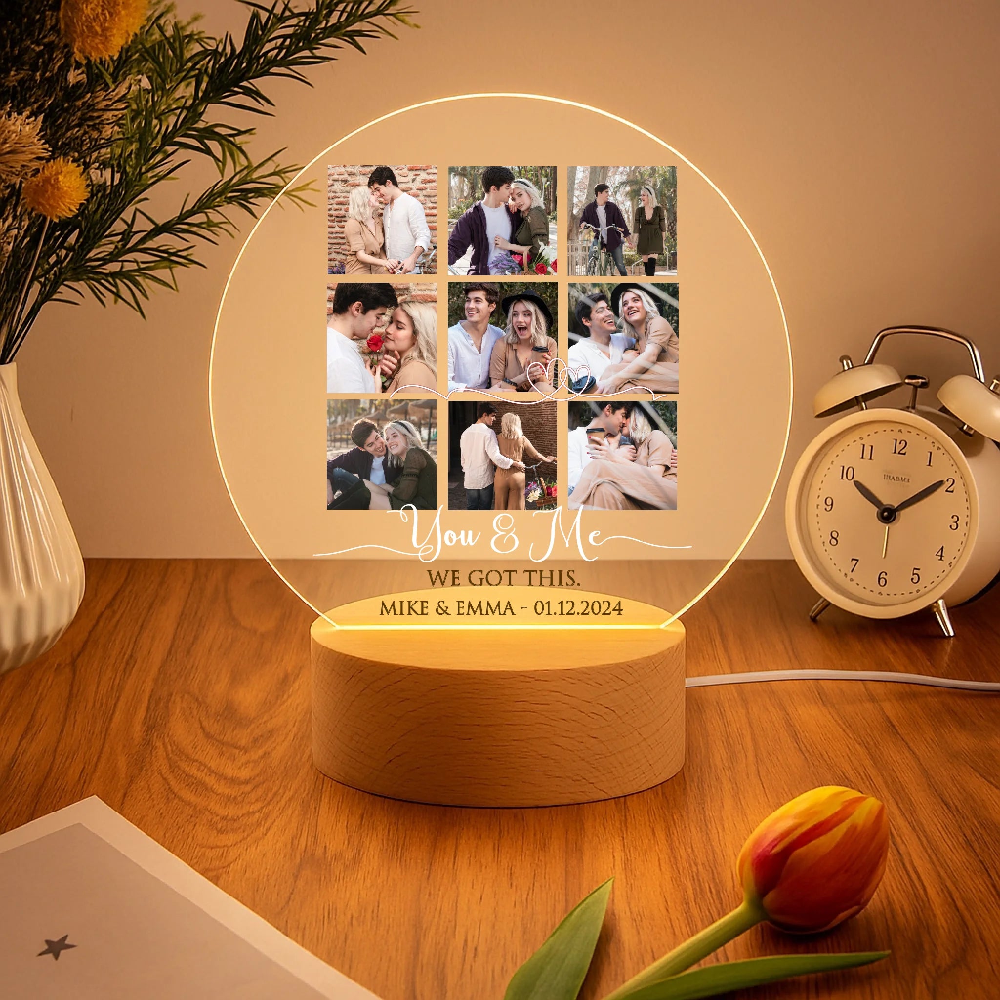 Couple Photo Customized Night Light - Personalized Photos and Name – Gift for Couples