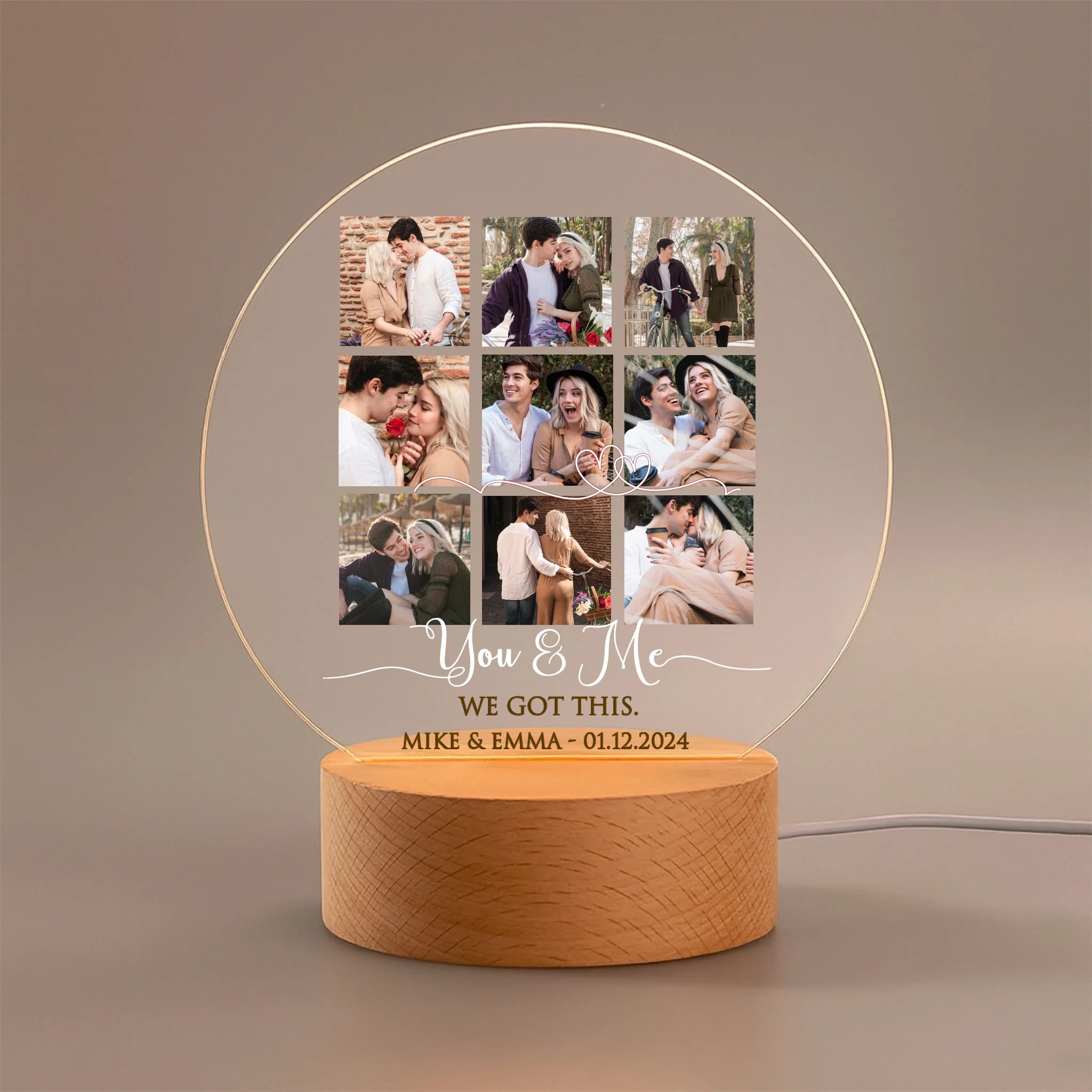 Couple Photo Customized Night Light - Personalized Photos and Name – Gift for Couples
