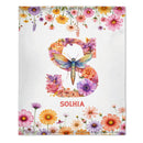 Romantic Flowers and Butterflies - Personalized Blankets with Initial and Name