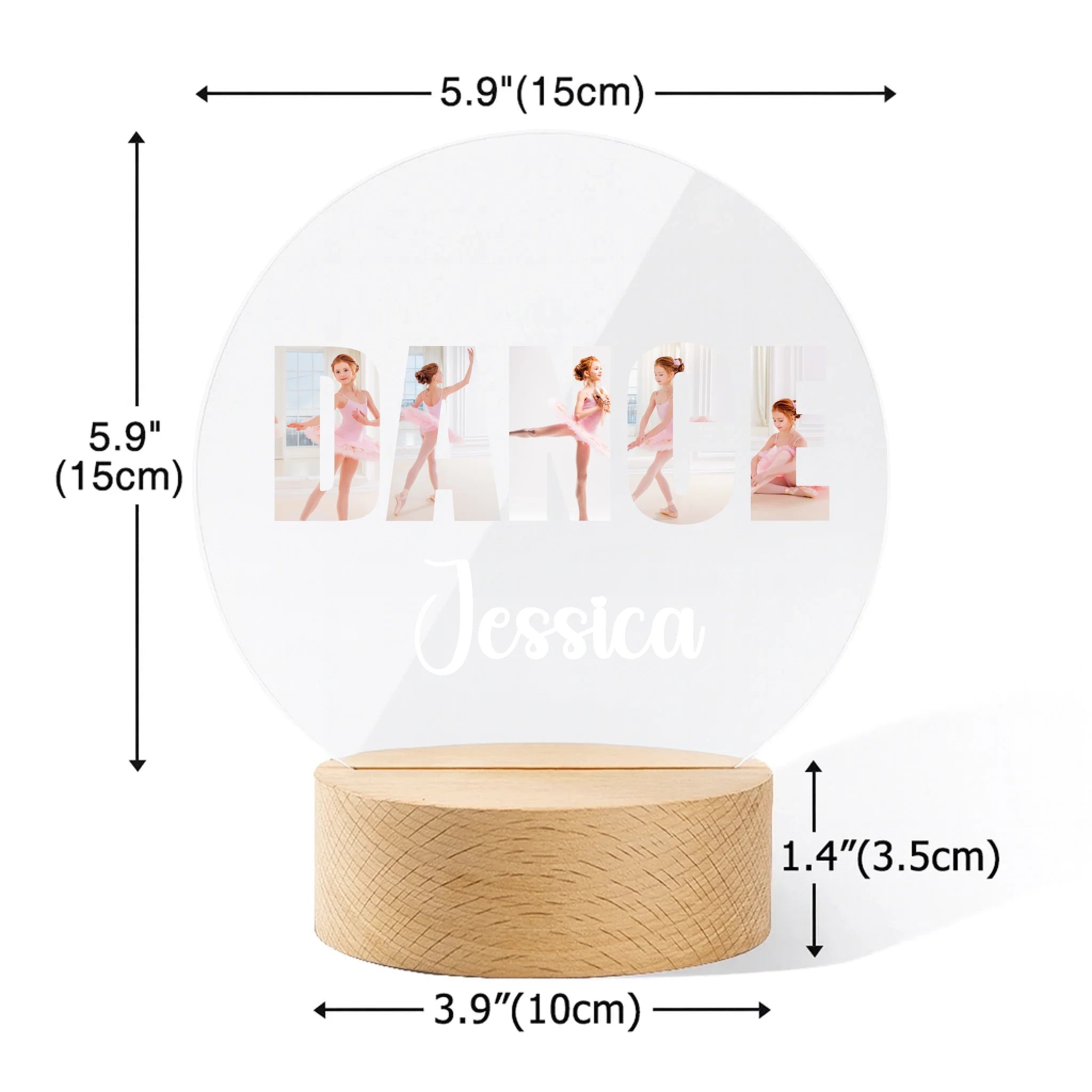 Dance Dream Customized Night Light - Personalized 5 Photos Collage - Gifts For Dance Lovers