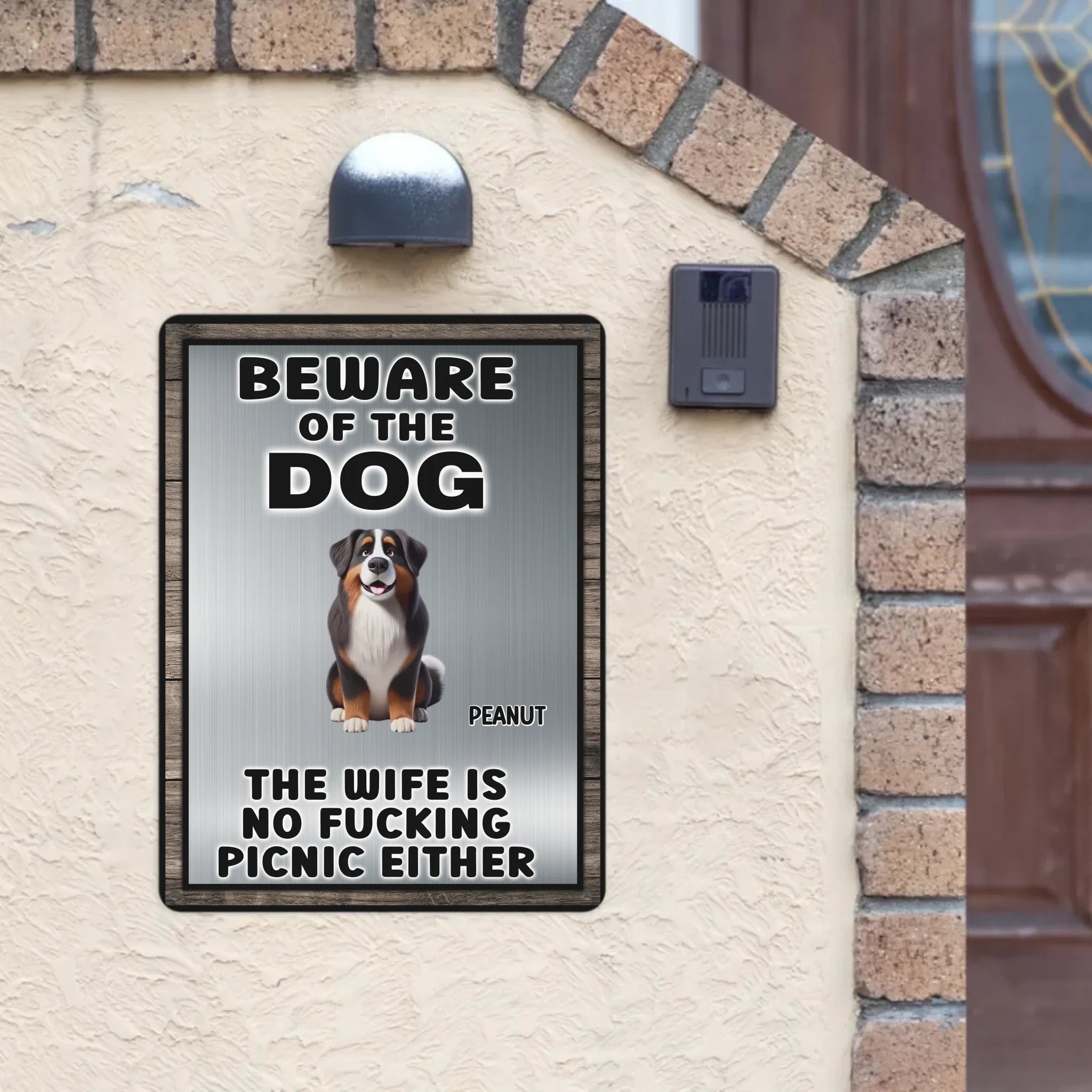 Beware Of The Dog Customized Metal Sign - Customized Dog Breeds And Names - Gift For Dog Owner, Family
