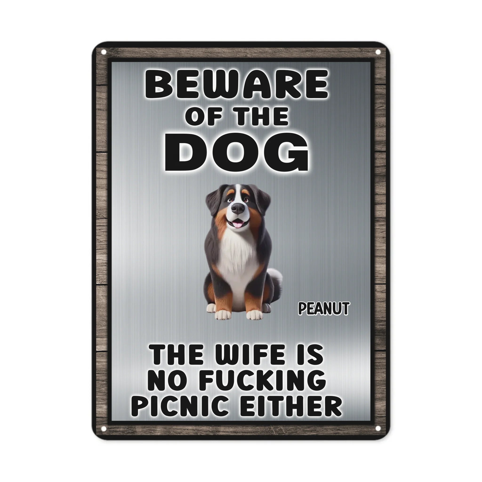 Beware Of The Dog Customized Metal Sign - Customized Dog Breeds And Names - Gift For Dog Owner, Family