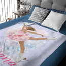 Customized Birth Flower Skate Girl Soft Blanket - Personalized Name And Girl - Birthday Gifts for Girl Skate Lover