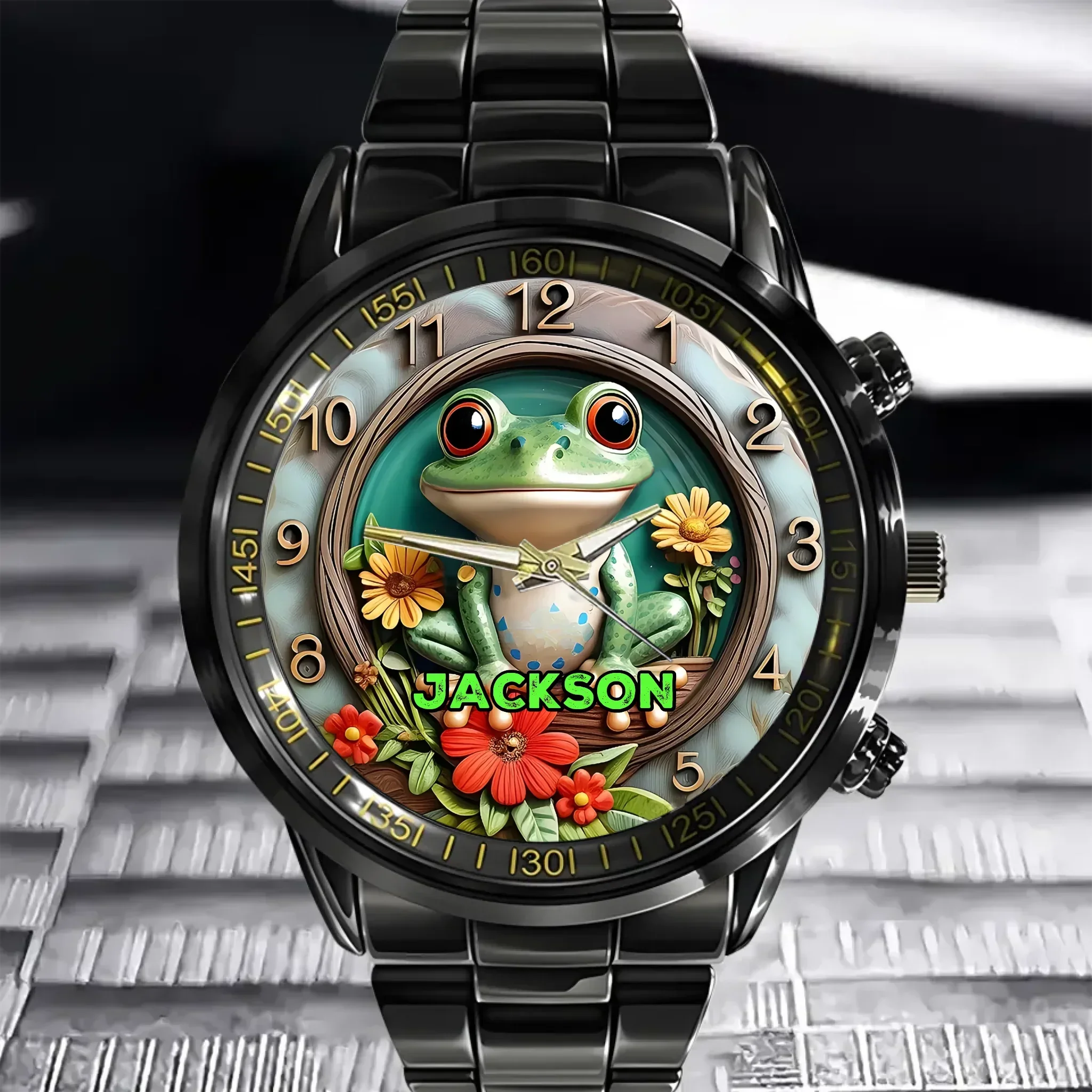 🐸Green Frog Symbolizing Good Luck - Customized Watch With Name - A Gift For The Lucky One