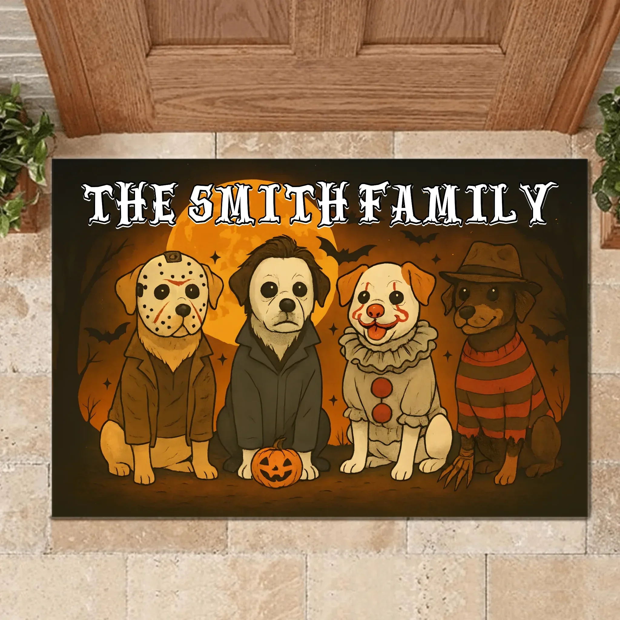 Halloween Dog Customized Door Mat - Personalized Title - Halloween Gifts