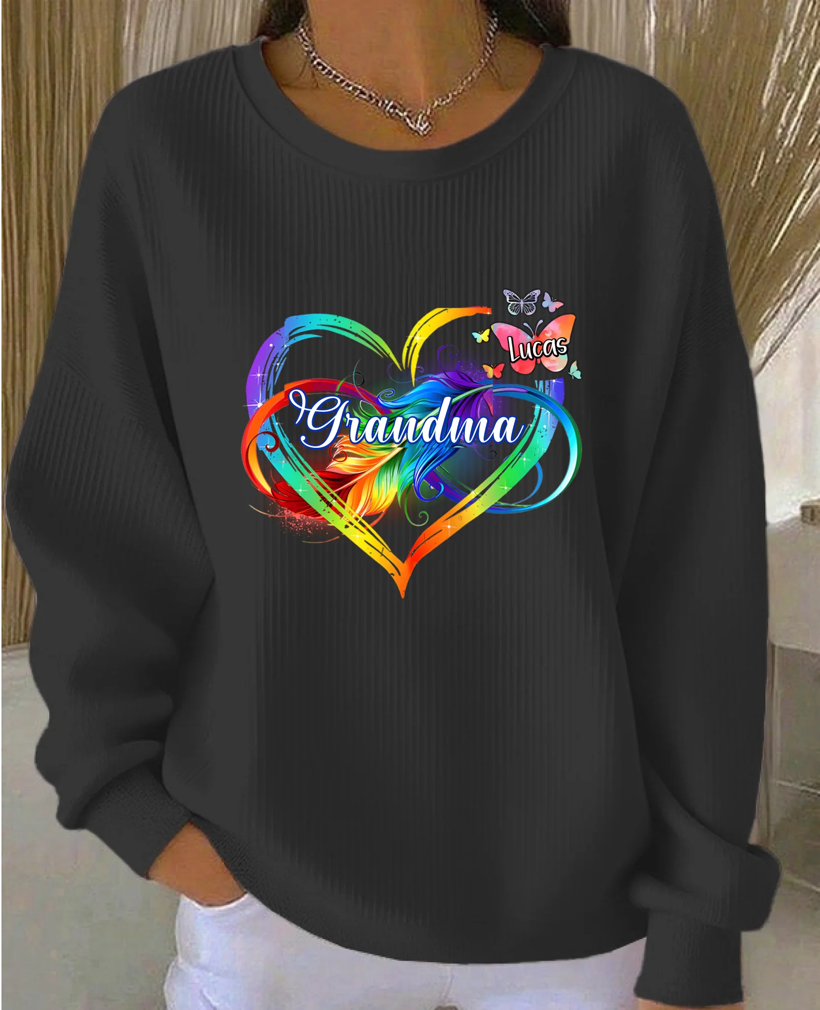 🦋Customized Grandma Mom Heart Infinity Butterfly Clothing -  Personalized Name - Best Gift For Grandma, Mom