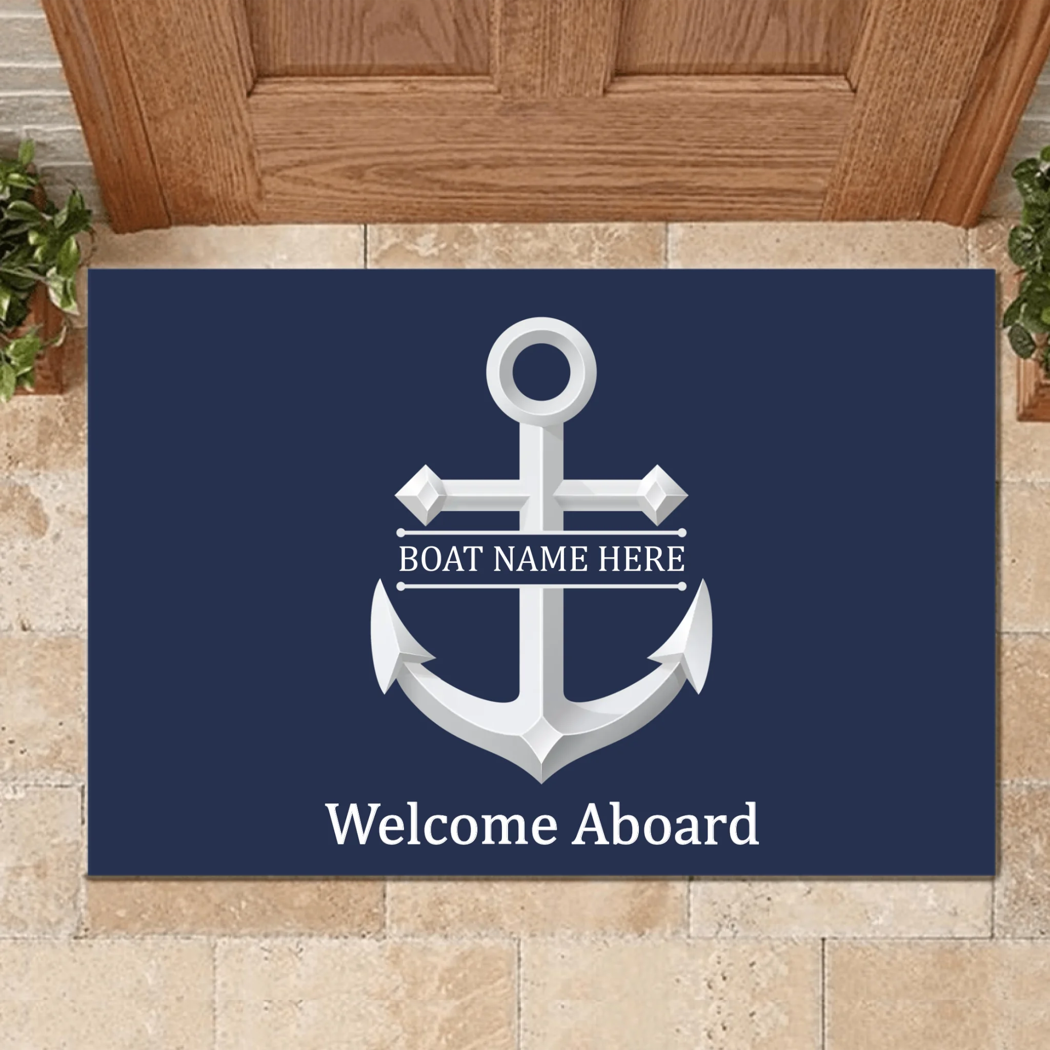 ⚓️Customized Nautical Welcome Mat - Personalized Boat Name Doormat- Gift For Sailors