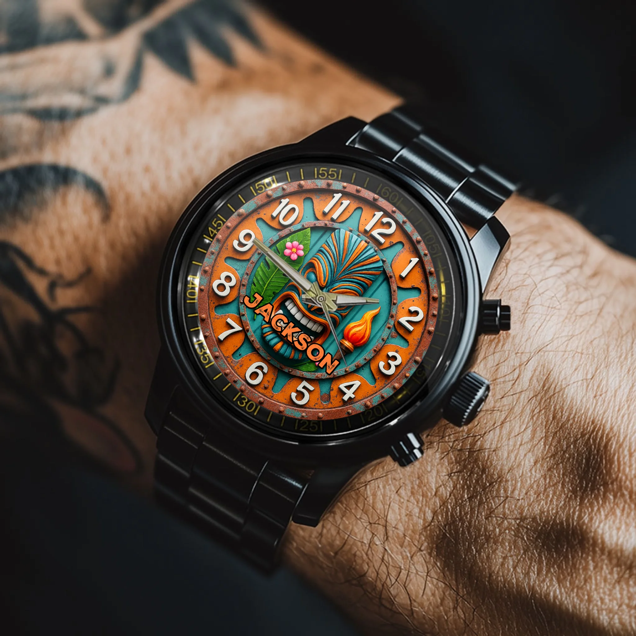 Customized Tropical Tribal Chief Watch - Personalized Name - Exquisite Gifts