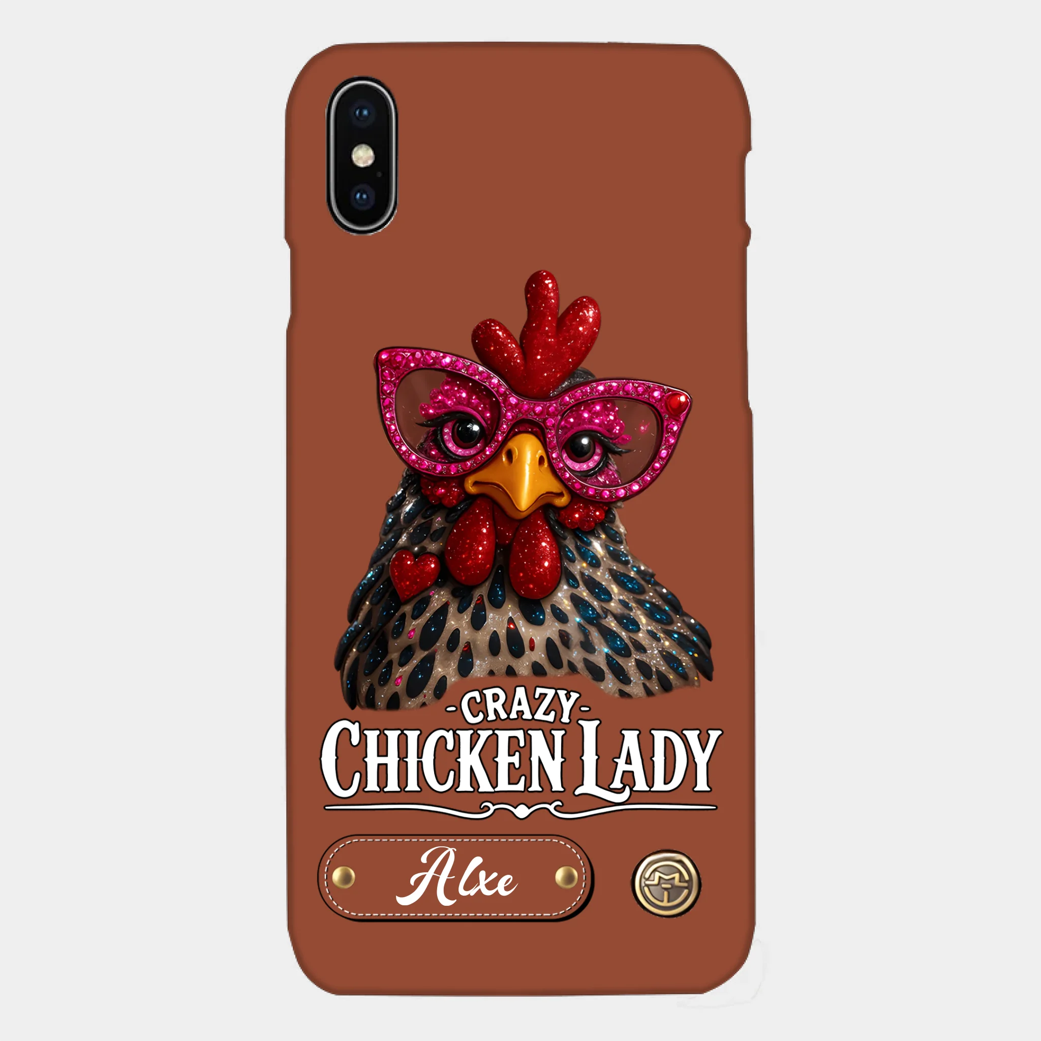 Crazy Chicken Lady Customized Phone Case - Personalized Name And Color - Fun Gift