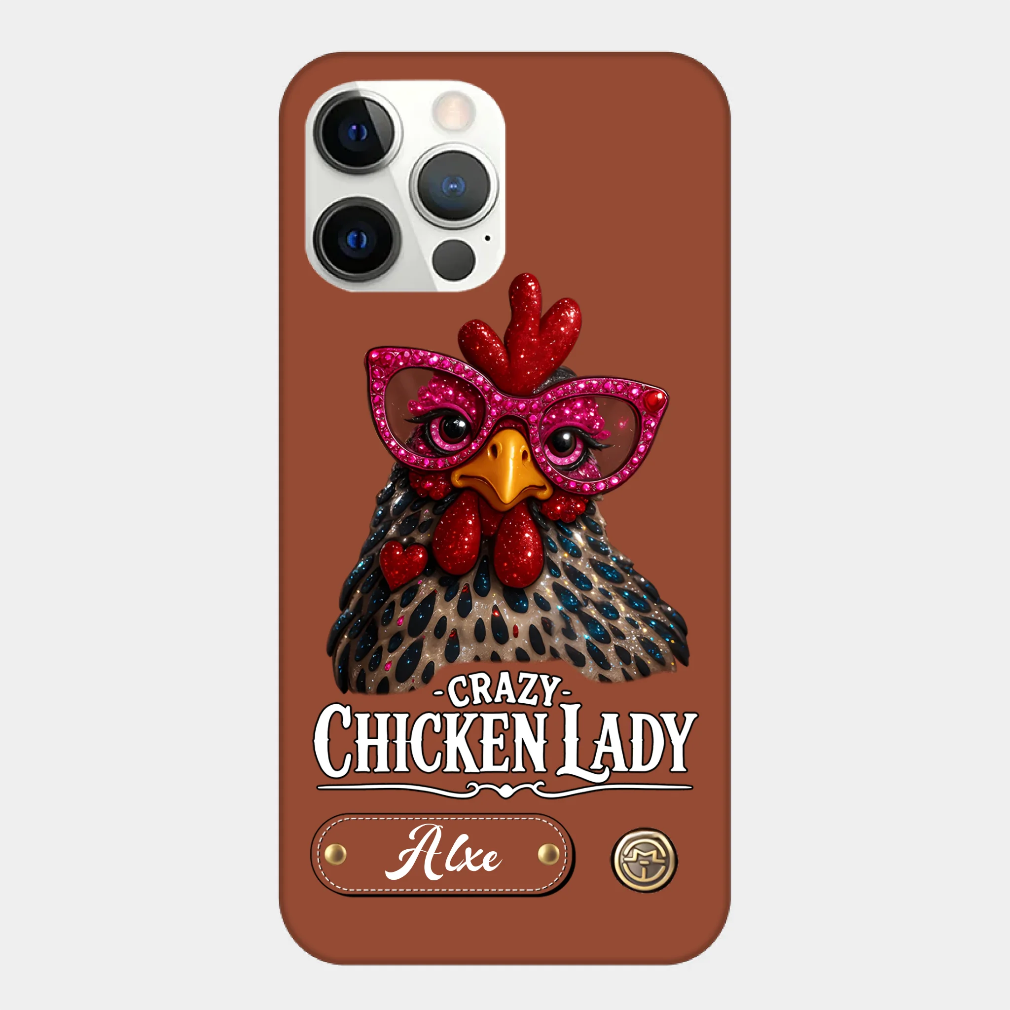 Crazy Chicken Lady Customized Phone Case - Personalized Name And Color - Fun Gift
