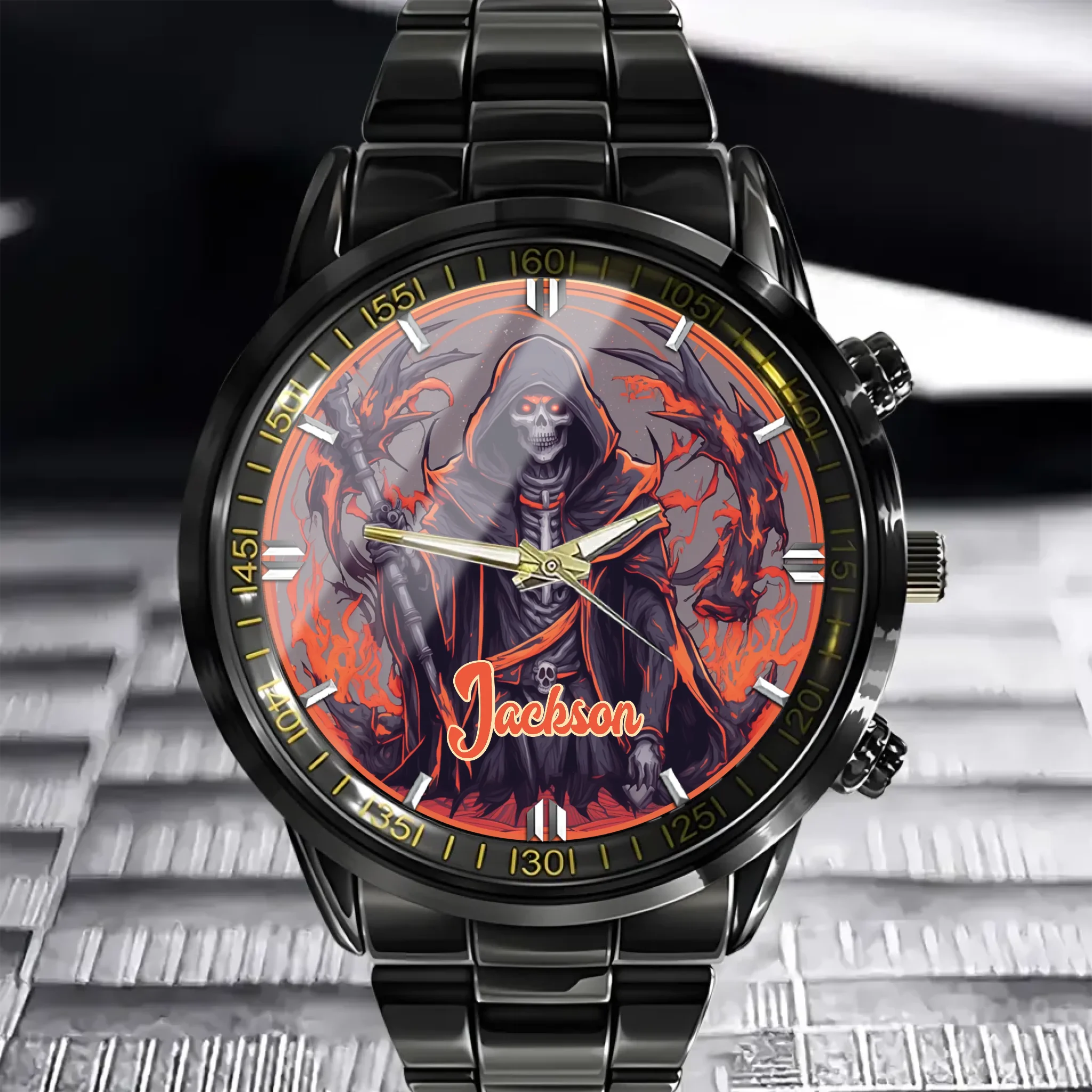 Skull-themed Customized Watch - Personalized Name - Gift For Friends