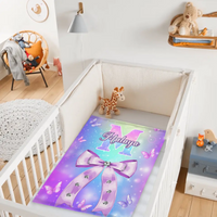 Pink Butterfly Pattern Name Custom Initials Custom Girl Blanket - A Gift For Girls