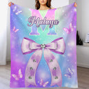 Pink Butterfly Pattern Name Custom Initials Custom Girl Blanket - A Gift For Girls