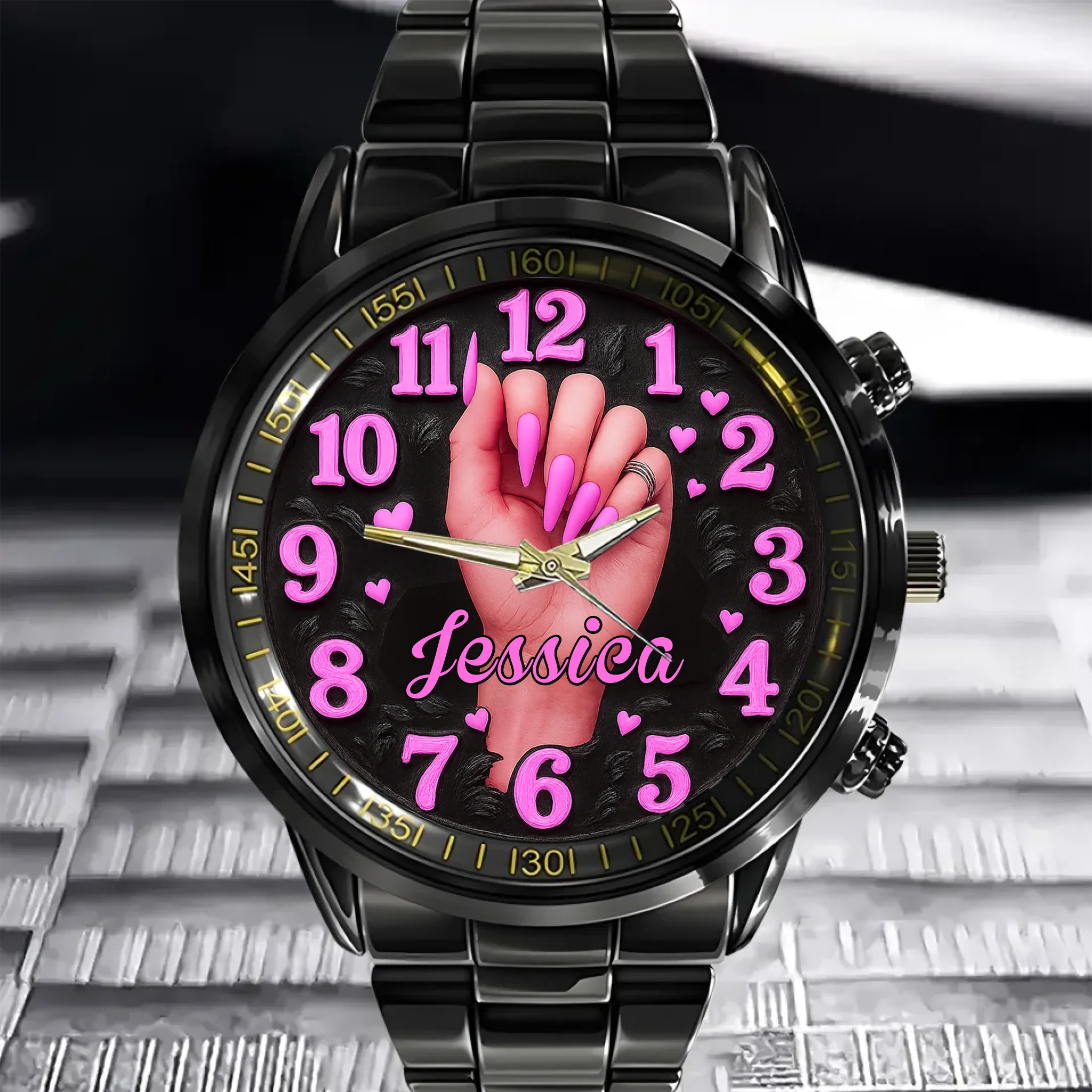 💅Show Off My Nails Customized Watch - Personalized Name - Gift For Girls, Women, Manicures Lovers