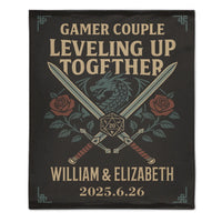Dragon and Dice Design Customized Flannel Throw Blanket - Personalized Name and Date - Anniversary Gift for Gamers