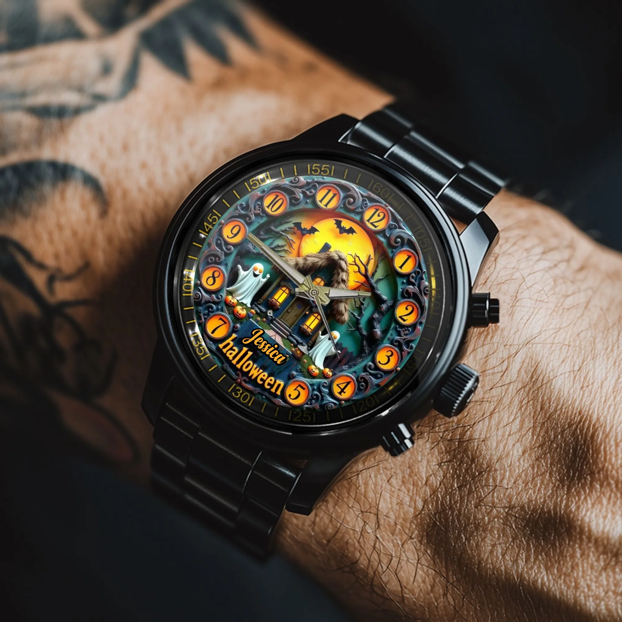 Custom Halloween Full Moon Night Watch - Personalized Name - Halloween Gifts