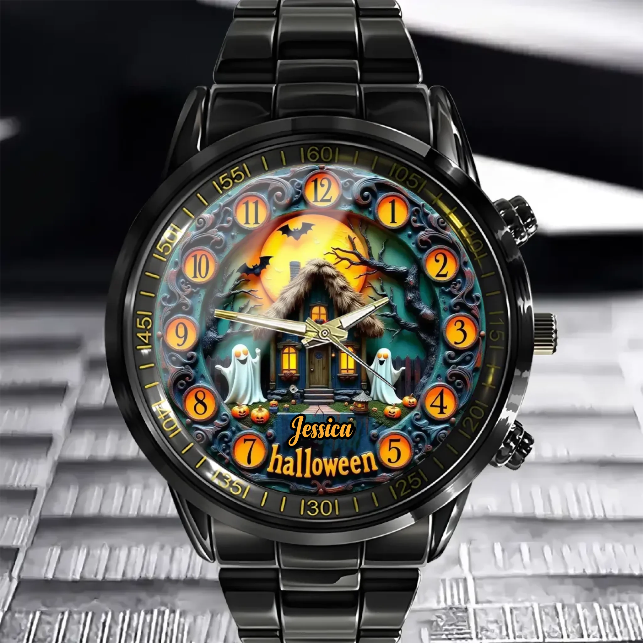 Custom Halloween Full Moon Night Watch - Personalized Name - Halloween Gifts