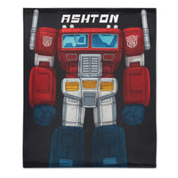 Custom Transformer Blanket - Personalized Robot Hero Throw with Name - Gift for Kids Robot Lovers