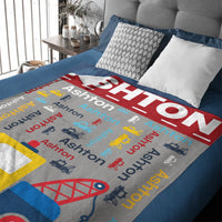 Custom Truck Blanket - Personalized Car Word Art Throw - Gift for Kids Boys