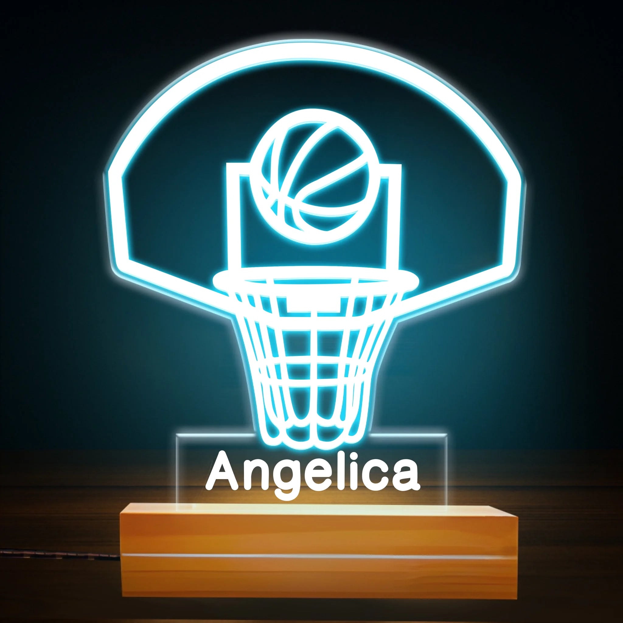 Custom Basketball LED Lamp - Personalized 7-Color Acrylic Night Light - Gift for Kids Boys Girls Sports Fans
