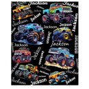 Personalized Monster Truck Blanket with Custom Name