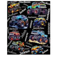 Personalized Monster Truck Blanket with Custom Name