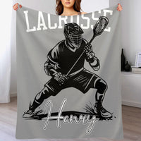 Custom Lacrosse Player Blanket – Personalized Sports Throw with Multiple Moves – Gift for Boys & Athletes