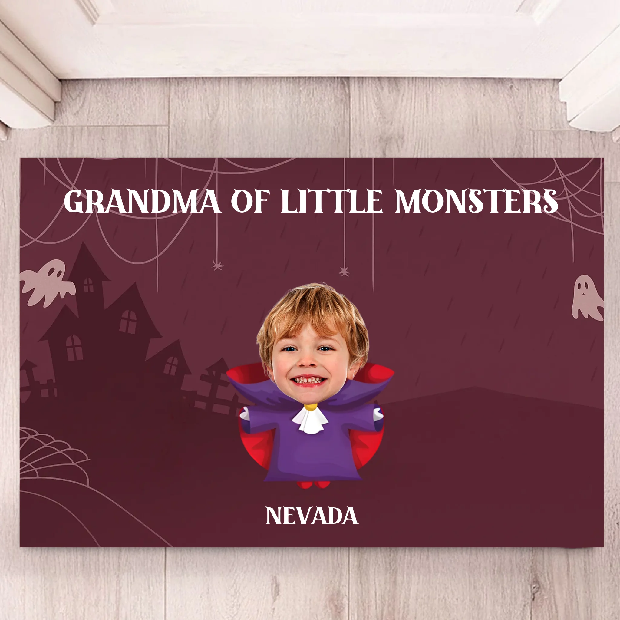 Halloween-themed Character Costume Customization Floor Mat - Personalized Photo and Name Doormat - Gift for Family