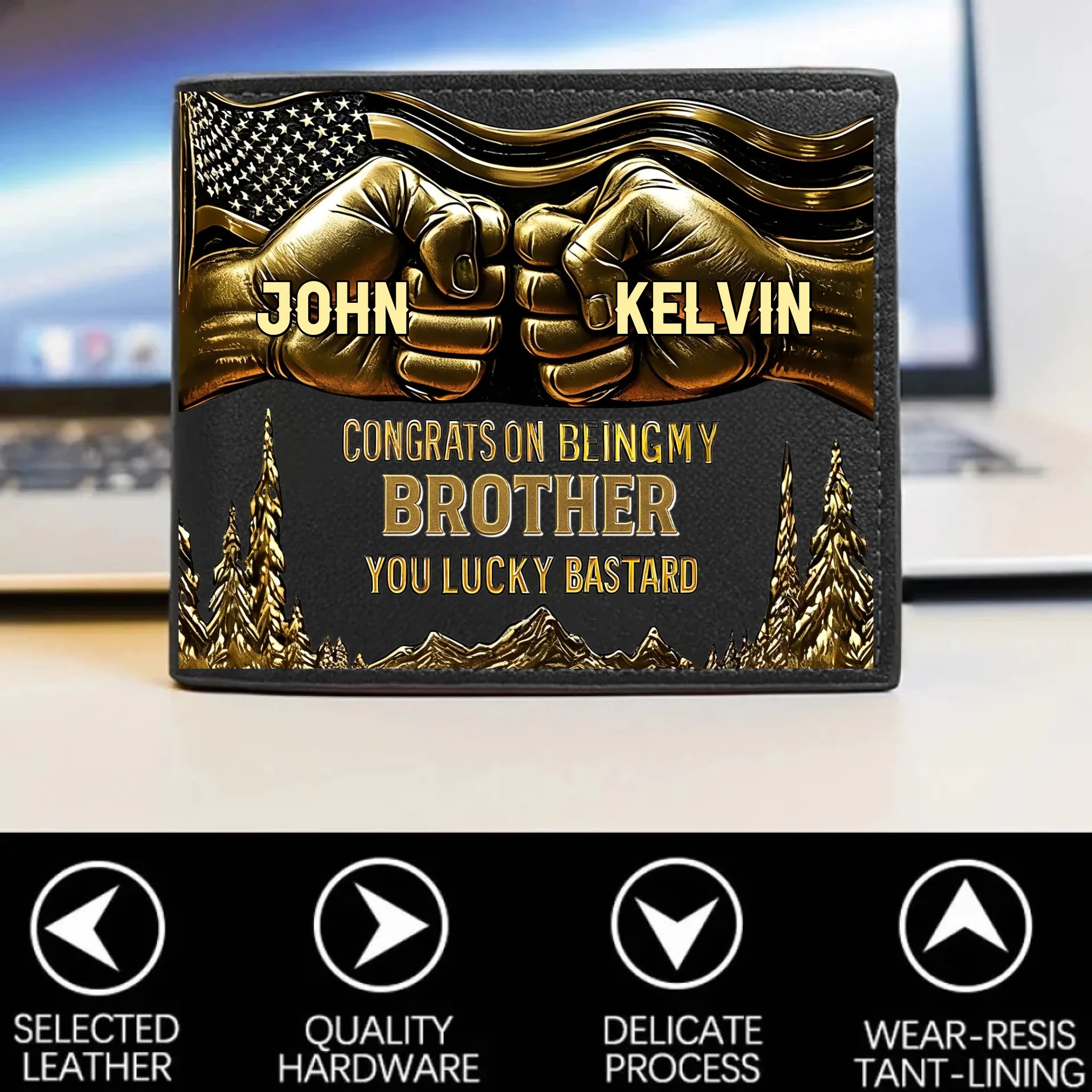 Congrat On Being My Brother Customized Wallet - Personalized Name And Title - Gift For Family Members