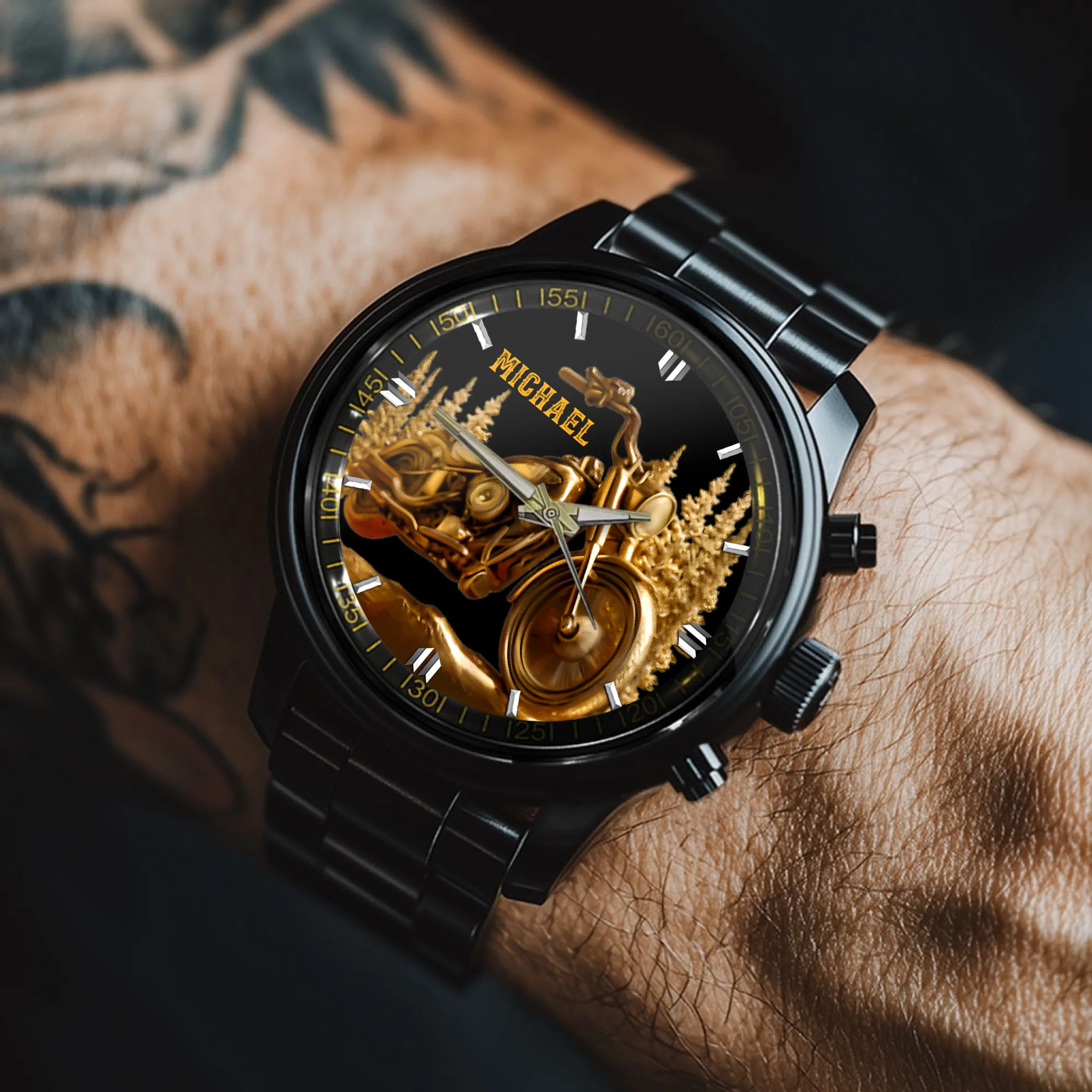 Never Underestimate An Old Man With His Motorcycle Customized Watch - Personalized Name - Gift For Motorcycle Lovers