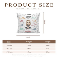 I Am Enough, Loved, Helpful, Unique, Smart - Personalized Cartoon Characters and Name Pillow - Gift for Kids, Children