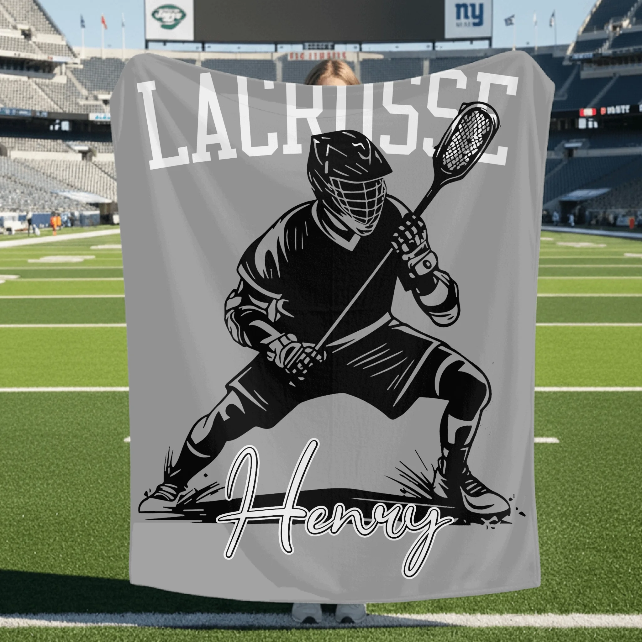 Custom Lacrosse Player Blanket – Personalized Sports Throw with Multiple Moves – Gift for Boys & Athletes