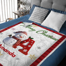 ⛄️Custom Christmas Blanket  - Personalized  Snowman Initial and Name - Christmas Gift