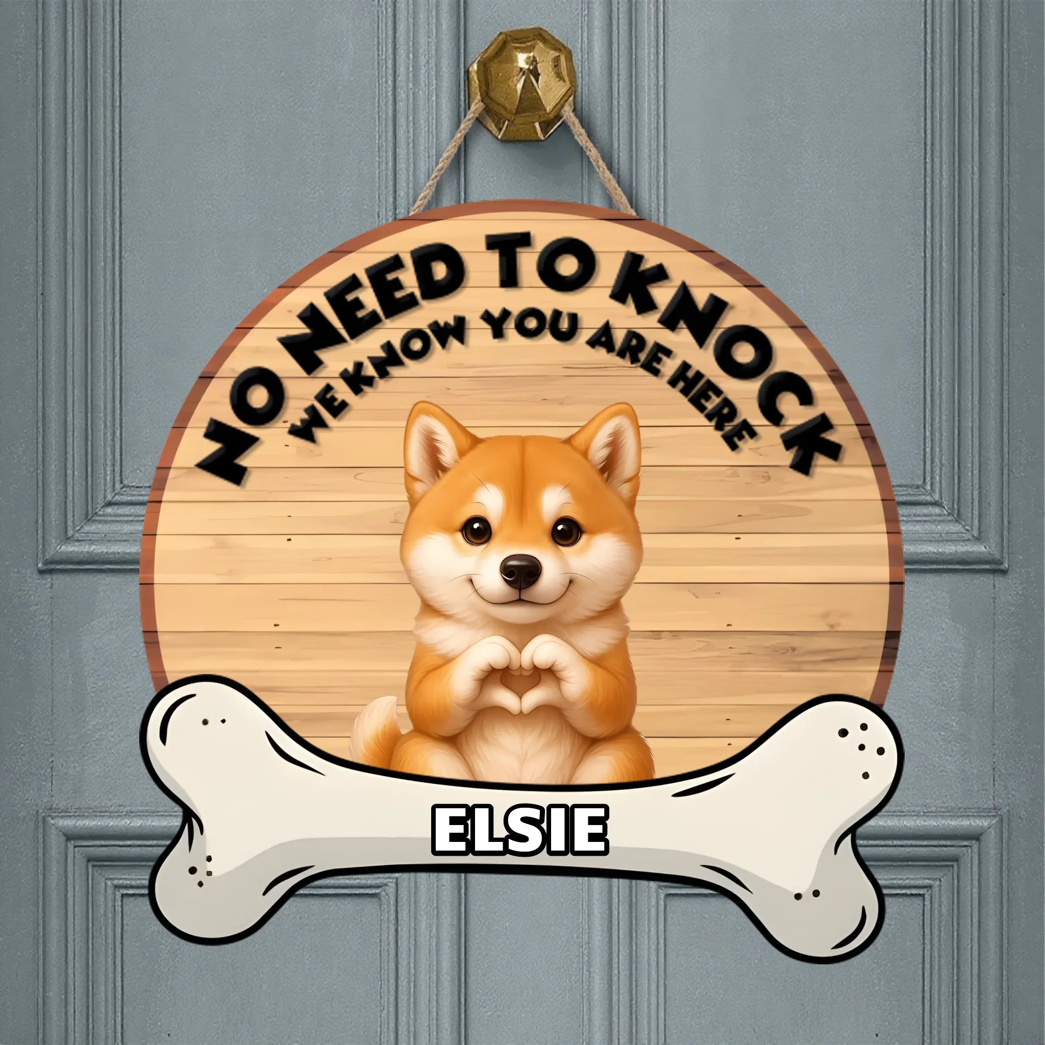 Customized No Need To Knock Wooden Sign - Personalized Pets and Names - Decoration Gifts