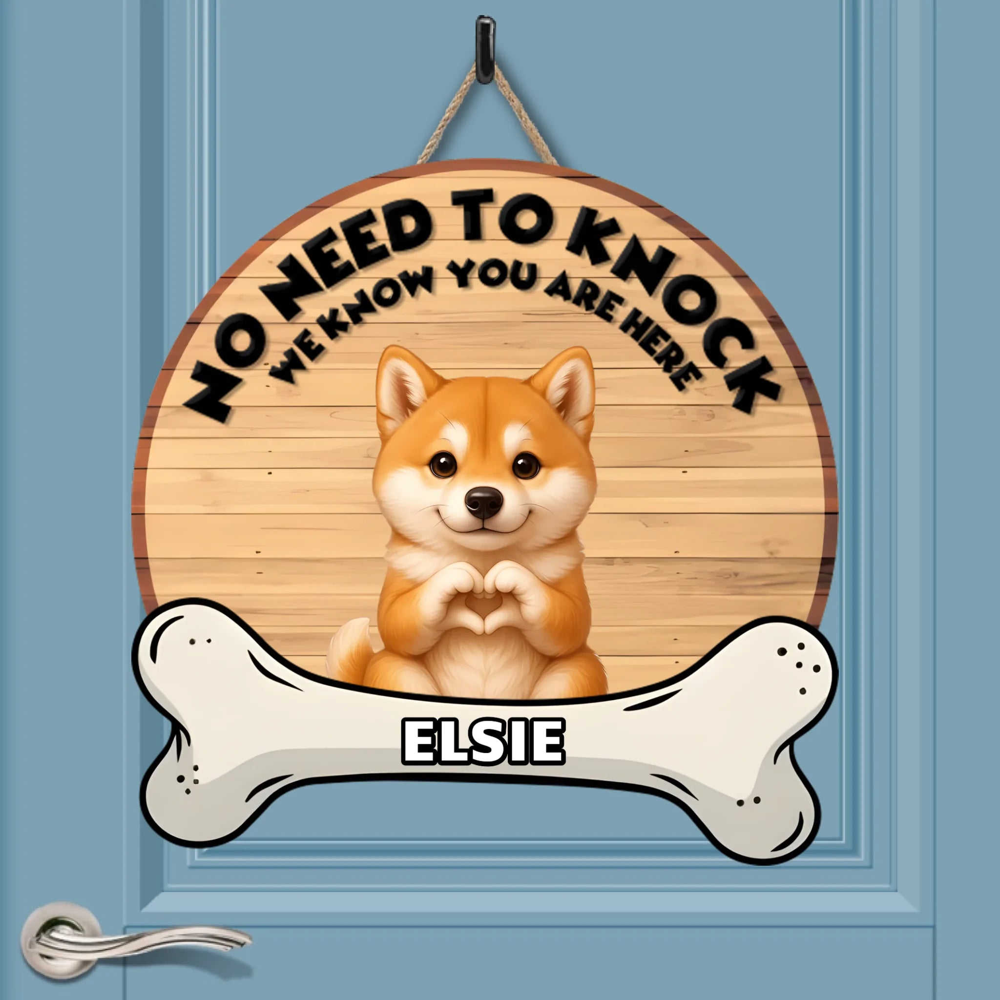 Customized No Need To Knock Wooden Sign - Personalized Pets and Names - Decoration Gifts