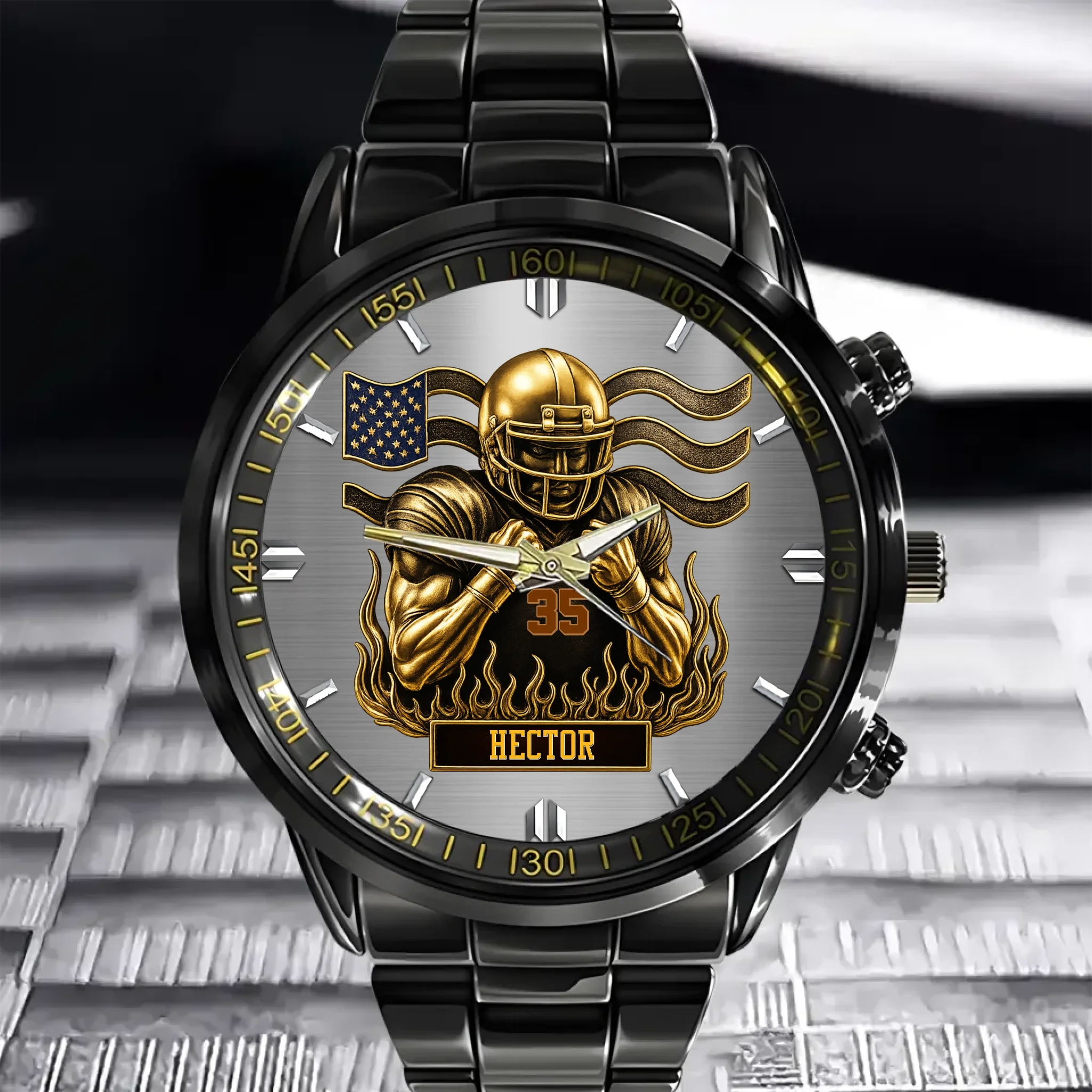 Customized American Football Watch - Personalized Name - Gift For Football Players, Football Lovers